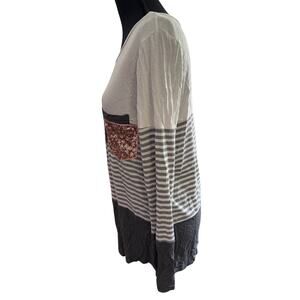 Lovely Melody L/S Sequin Pocket Color Block Tunic Size Small Fun & Comfy